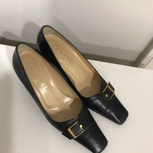 Chanel Kitten Heels with Gold Buckle